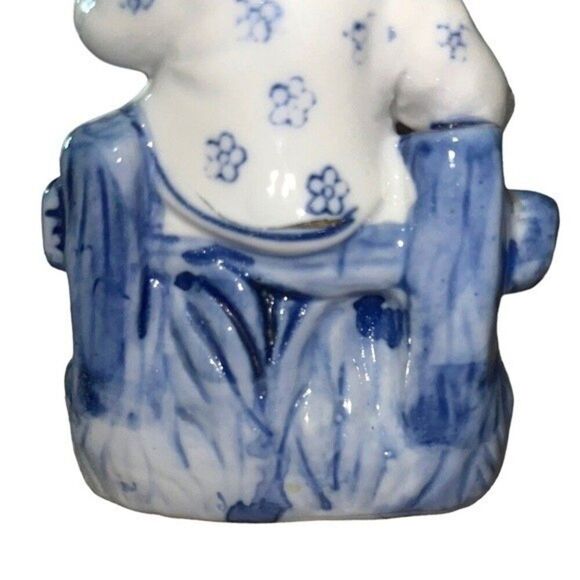 Vintage Porcelain Hand-painted Figurine Redhead Boy on Bench Playing Mandolin - Picture 10 of 12